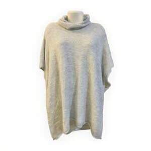 Universal Thread Women's Gray Rolled Edge Turtleneck Poncho Sweater OSFM New